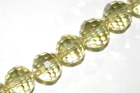 Lemon - Yellow 10mm 96 Facets Glass Beads x 72 Pces