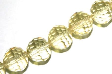 Lemon Yellow AB 10mm 96 Facets Glass Beads x 72 Pces