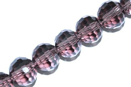 Mid Purple 10mm 96 Facets Glass Beads x 72 Pces