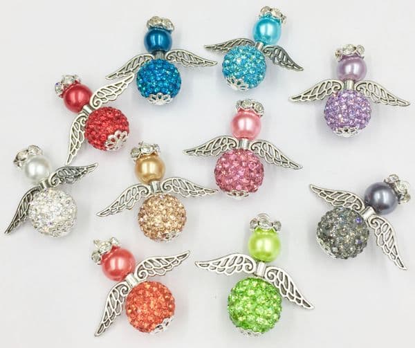 Mixed  Pave Angel Kit, 10 Angels 32x31mm