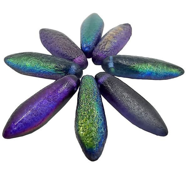 Miyuki Glass Daggers 5x16mm Magic Blue  Etched