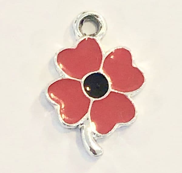 Poppy charms - 20mm x 12mm