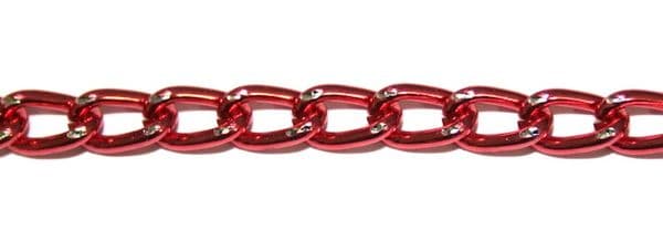 Red finished diamond cut aluminium chain  6mm X 4MM DCC104