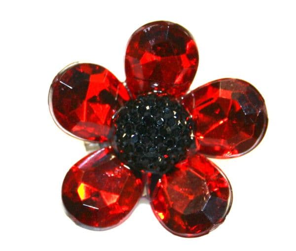Remembrance poppy brooch Small 30mm - 10mm x 14mm beads