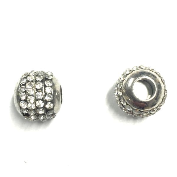 Rhinestone ball magnetic clasp - rhodium plated 14mm x 16mm - 6mm inside