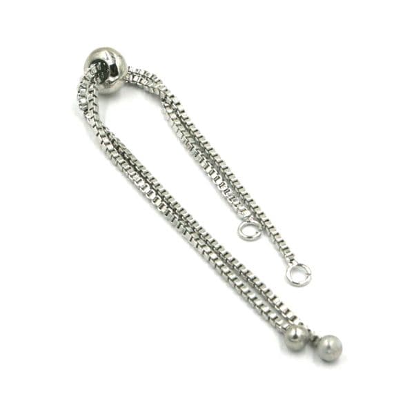 Rhodium bracelet connector with slider - 1mm x 14cm