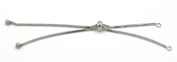 Rhodium bracelet connector with slider - 1mm x 14cm