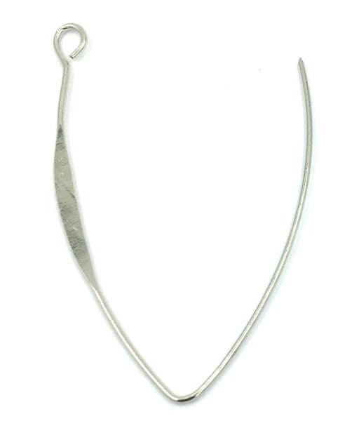 Rhodium flat wishbone shaped earring findings