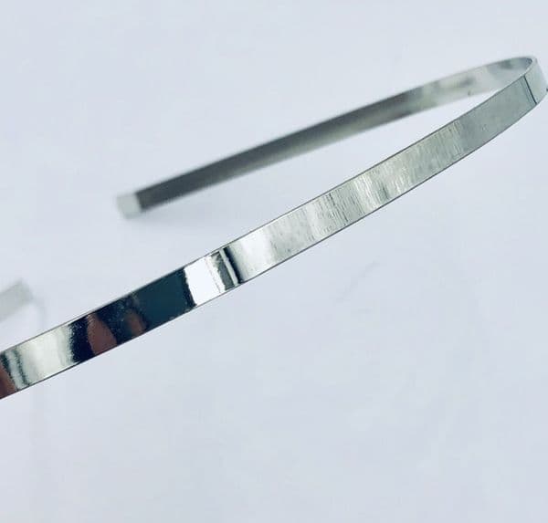 Rhodium plain head band frame 120mm x 5mm Rhodium finish