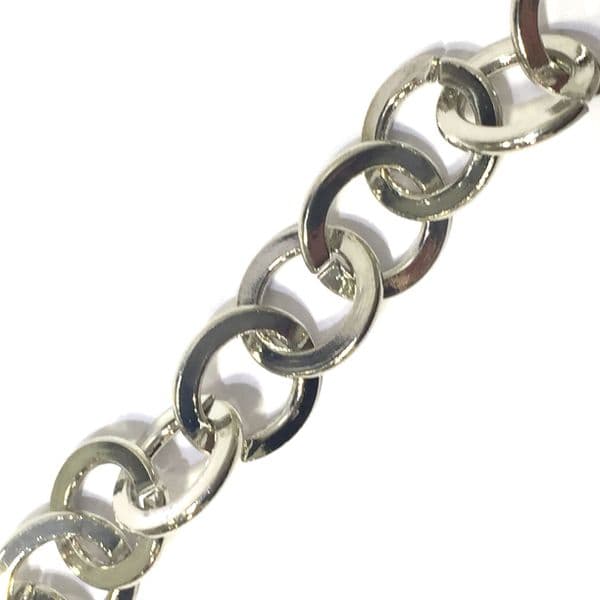 Rhodium plated circular- round link chain 10mm