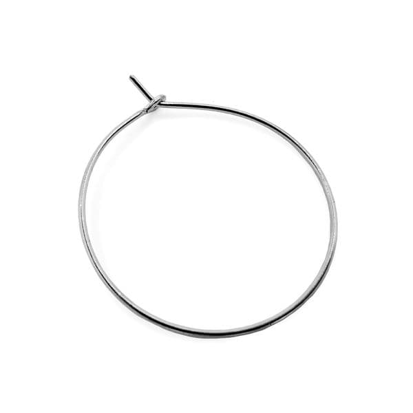 Rhodium Plated Earring/Wine Loops 25mm x 15 pcs