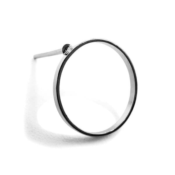 Rhodium Plated Hoop Stud Earring 12mm x 13mm x 10 pcs