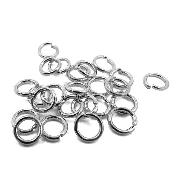 Rhodium Plated Jump Rings 2 Size Options 1mm Gauge 100pcs