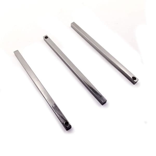 Rhodium Plated Rectangular Connector Bar - 1 Hole (Various Sizes)