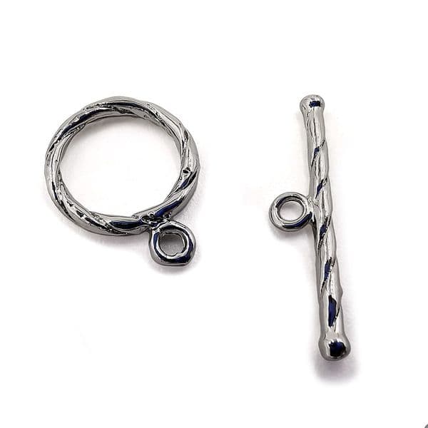 Rhodium Twist Circle Toggle x 5