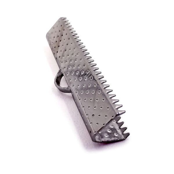 Ribbon End Rhodium Plated  30mm x  10pcs