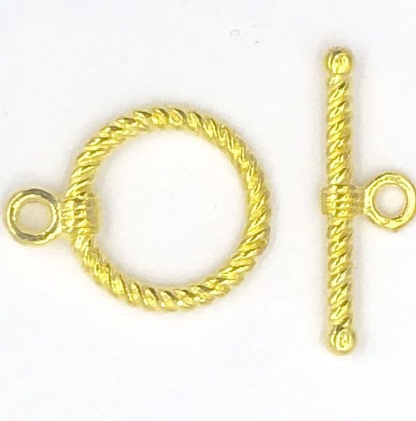 Rope toggle clasp 16mm ring size - gold colour - 8 pieces - 17a3830
