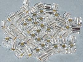 SB0001 SQUARE BEADS 4 MM CRYSTAL SILVER LINED *(15 grams)