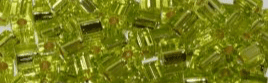 SB0014 SQUARE BEADS 4MM CHARTREUSE SILVER LINED