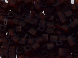SB0134F SQUARE BEADS 4 MM MATTED DK TOPAZ (15 grams)