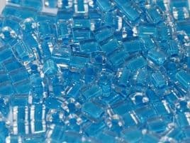 SB0247 SQUARE BEADS 4 MM TURQUOISE LINED CRYSTAL (15 grams)