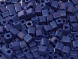 SB0414FR SQUARE BEADS 4 MM OPAQUE COBALT AB MATTED (15 grams)