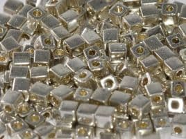 SB1051 SQUARE BEADS 4 MM GALVANIZED SILVER (15 grams)