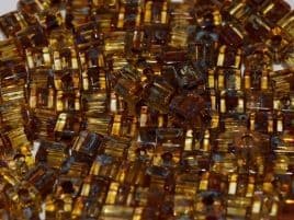 SB4501 SQUARE BEADS 4 MM PICASSO TRANSP SAFFRON (15 grams)
