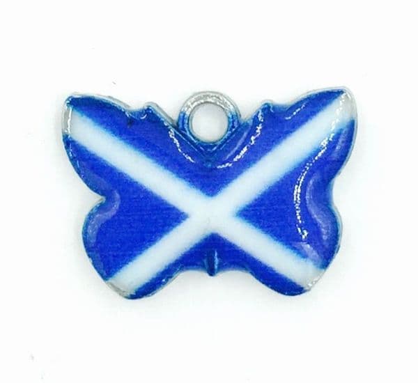 Scottish charm - Blue and white Saltire flag - Butterfly - 17mm x 13mm