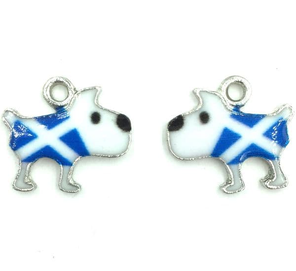 Scottish charm - Blue and white Saltire flag - Dog - 17mm x 15mm