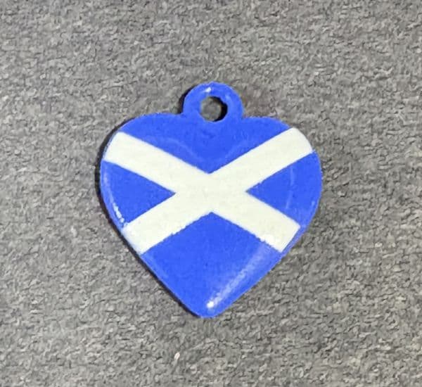 Scottish charm - Blue and white Saltire flag - Heart - 16mm x 15mm Double Sided