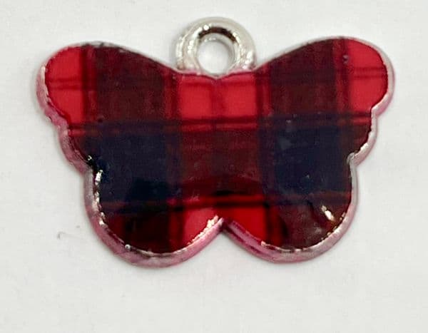 Scottish charm - Tartan back red - Butterfly- 17mm x 21mm (1)