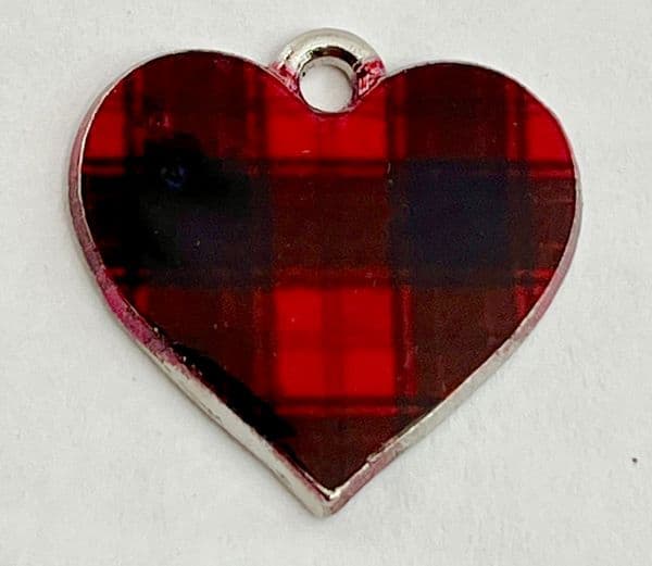 Scottish charm - Tartan back red - Heart- 17mm x 21mm