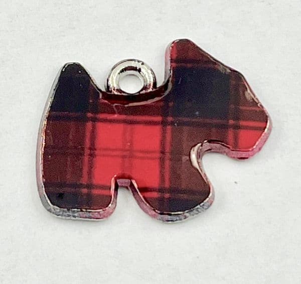 Scottish charm - Tartan black - red - Dog - 17mm x 15mm (1)