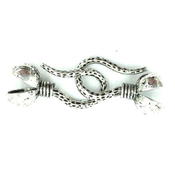 Silver plated ball end crimp clasp - antique silver - 1109001