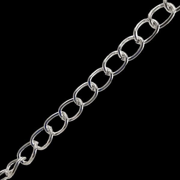 Silver Plated Curb Chain 9mm x 7mm Price Per Metre