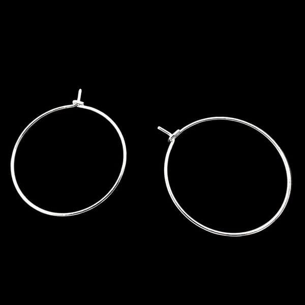 Silver Plated Earring/Wine Charm Loop 25mmx0.7mm x 12 pcs