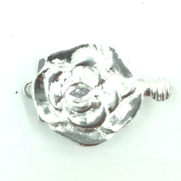 Silver plated flower sliding clasp 16mm single strand