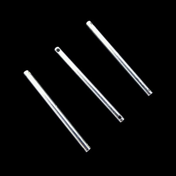 Silver Plated Round Connector Bar Two Integrated Holes 2x 35mm x 4pcs