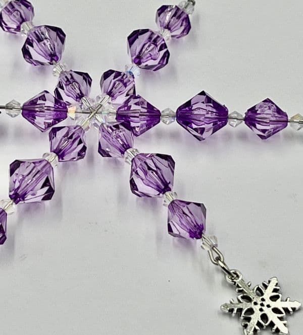 Snowflake decoration  PURPLE & AB bicones ac2213 Only £1.43 EACH