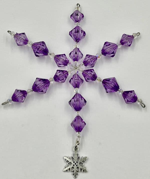 Snowflake decoration  PURPLE & AB bicones ac2213 Only £1.43 EACH