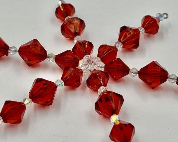 Snowflake decoration  RED & AB bicones ac2211 Only £1.43 EACH