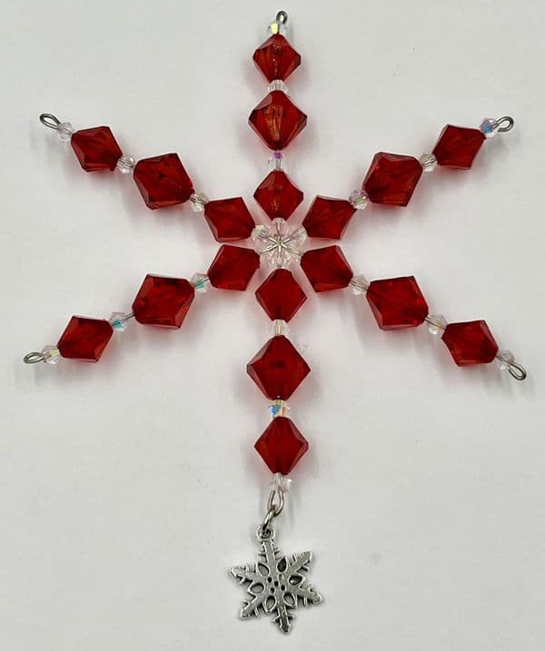 Snowflake decoration  RED & AB bicones ac2211 Only £1.43 EACH