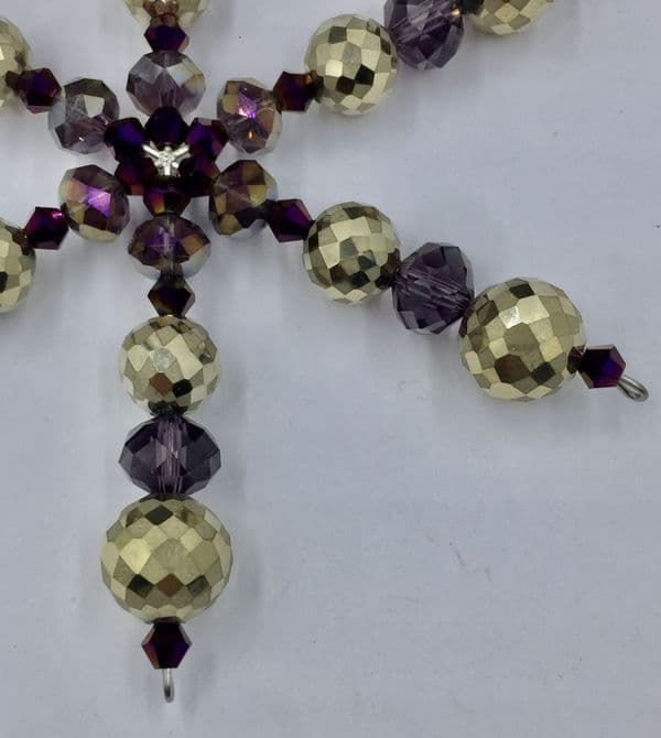 Snowflake kit ( 4.5 inches)  -purple-gold-crystals- 2101 - makes 7 pieces £2.14 each