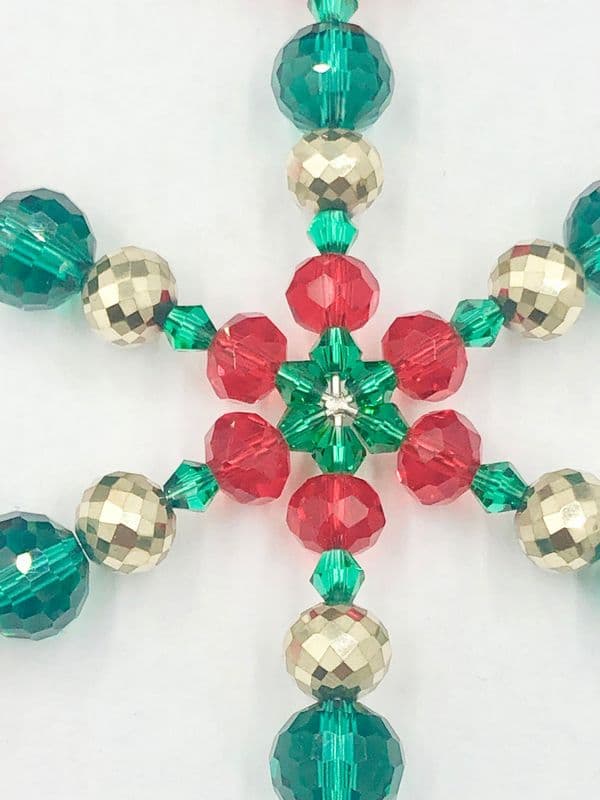 Snowflake kit ( 4.5 inches)  -red-green-gold-crystals- 2103 - makes 7 pieces £2.14 each