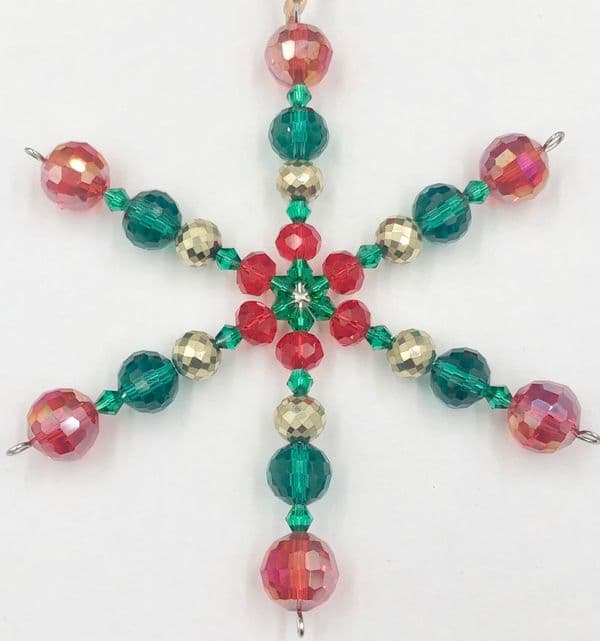Snowflake kit ( 4.5 inches) -red-green-gold-crystals- 2103 - makes 7 pieces £2.14 each