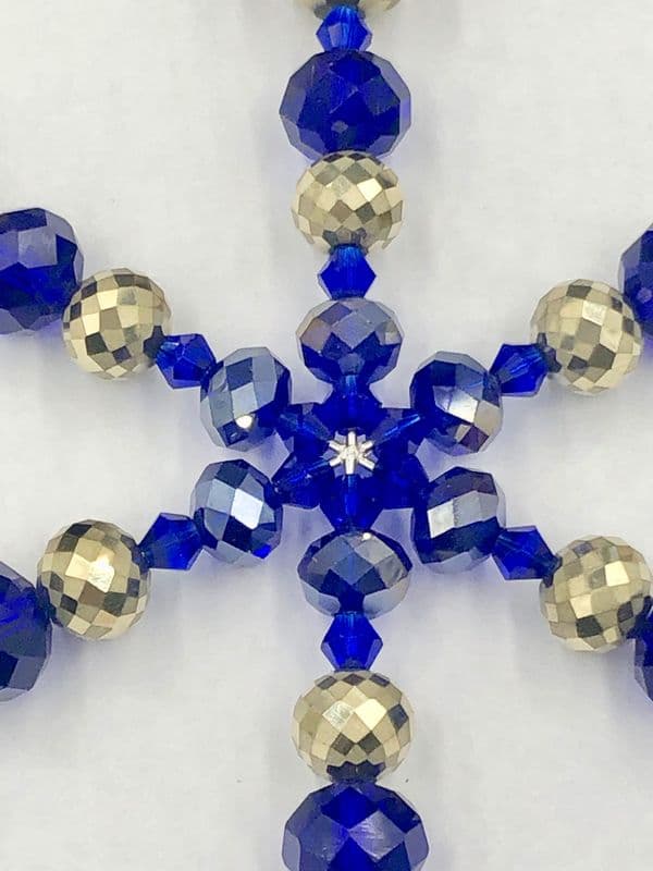 Snowflake kit ( 4.5 inches)  -Sapphire blue -gold-crystals- 2102 - makes 7 pieces £2.14 each
