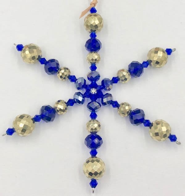 Snowflake kit ( 4.5 inches) -Sapphire blue -gold-crystals- 2102 - makes 7 pieces £2.14 each