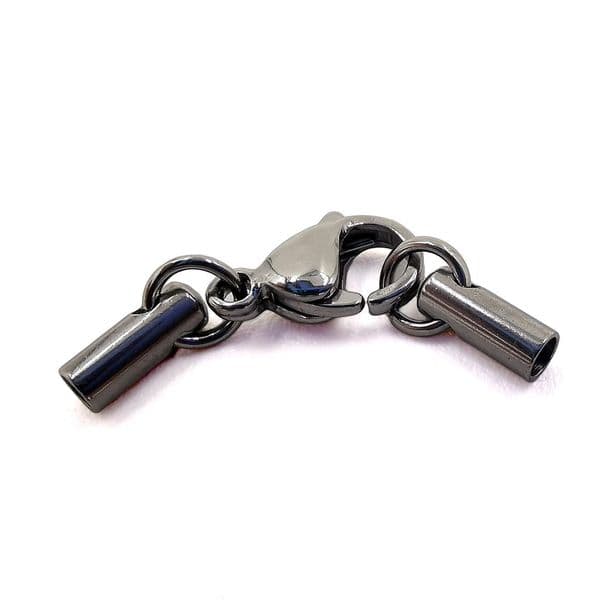 Stainless Steel End Caps w/ Lobster Clasp 3x7mm with 2mm opening 5 sets