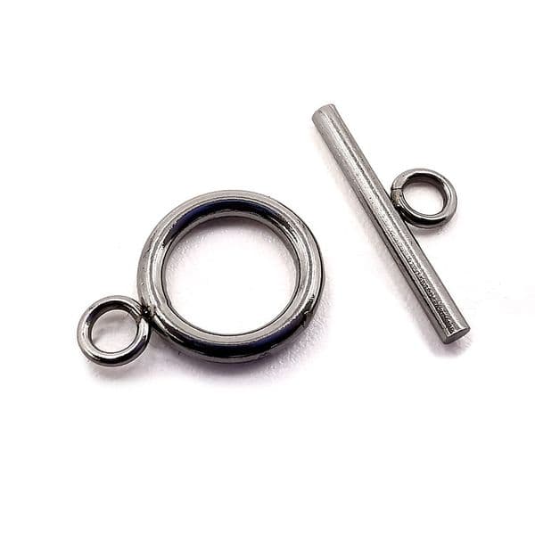 Stainless Steel Round Toggle Clasp x 6pcs 12mm